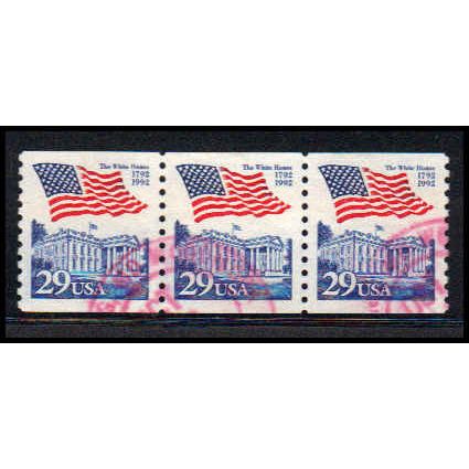 Used 2609 29c U.S. Flag Over White House Very FineStrip of 3 PA3263
