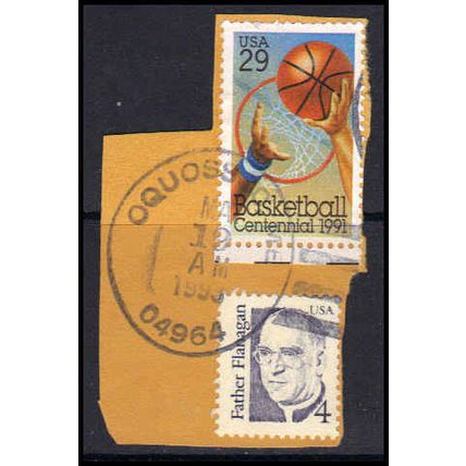 Used 2560 29c Basketball 2171 Oquossoc, ME. E0474