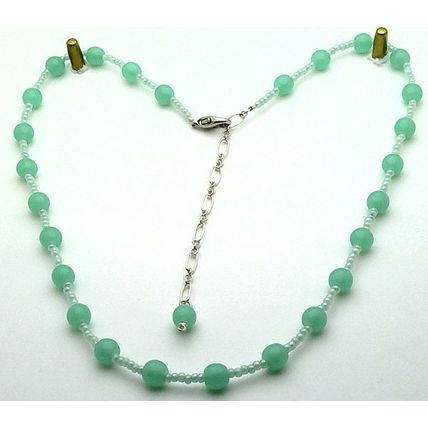 Green Opal Glass Beaded Choker Necklace
