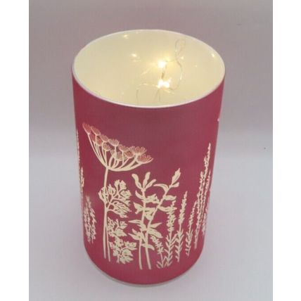 White Floral LED Lamp Small Pink Background Glass 14.5 CM Gift Home Decor Light