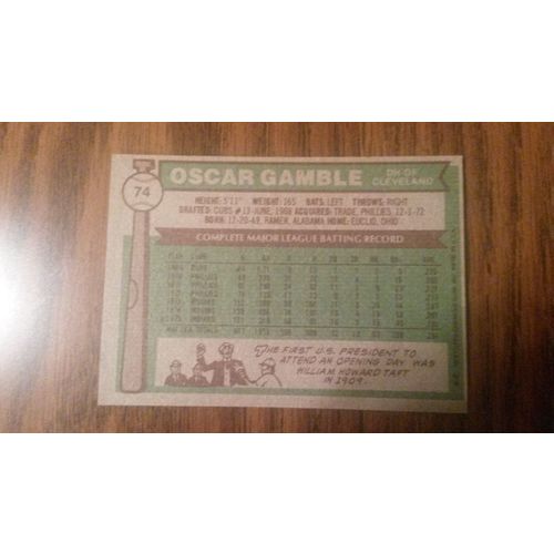1976 Topps Card # 074 Oscar Gamble Very Good (3) Cleveland Indians