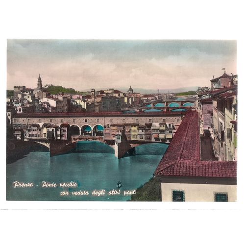 VECCHIO BRIDGE, FIRENZE, ITALY unused vintage postcard. =