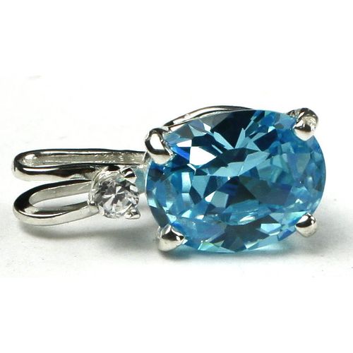 Swiss Blue CZ, 925 Sterling Silver Pendant, SP020