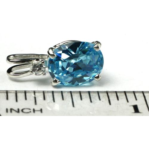 Swiss Blue CZ, 925 Sterling Silver Pendant, SP020