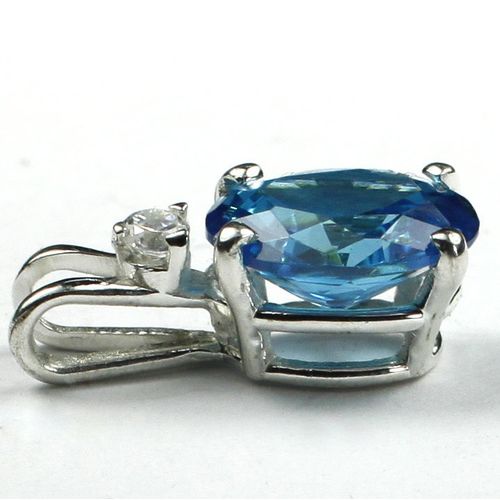 Swiss Blue CZ, 925 Sterling Silver Pendant, SP021