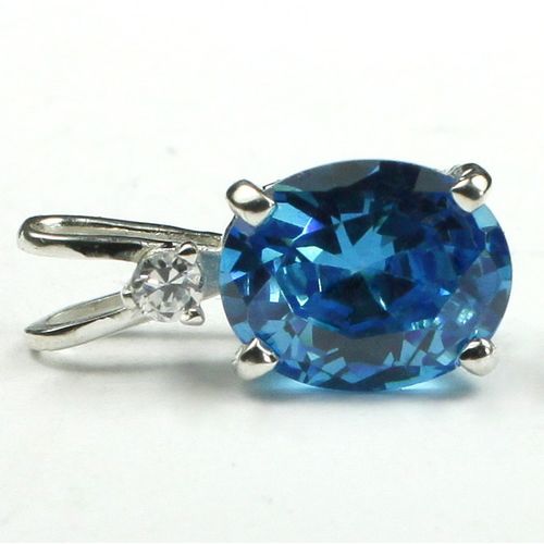 Swiss Blue CZ, 925 Sterling Silver Pendant, SP021