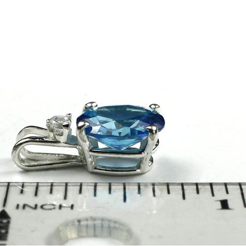 Swiss Blue CZ, 925 Sterling Silver Pendant, SP021