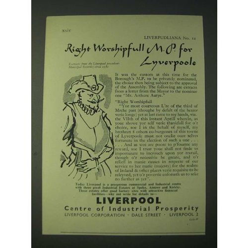 1958 Liverpool Centre of Industrial Prosperity Ad - Right worshipfull M.P.