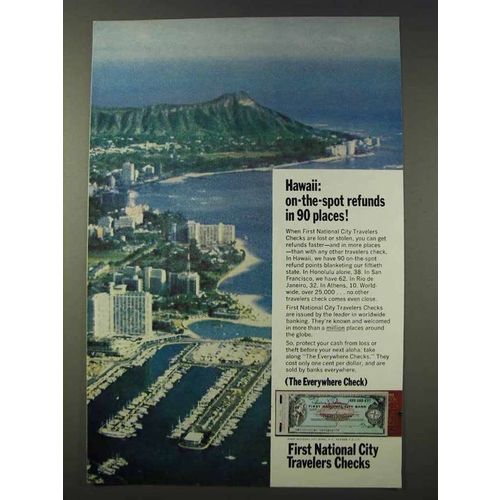 1968 First National City Bank Travelers Checks Ad