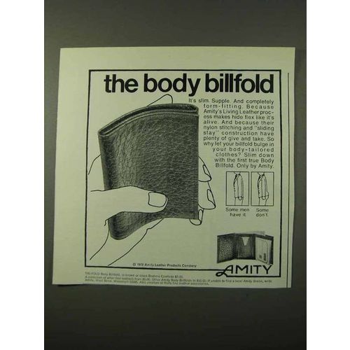 1972 Amity Tri-fold Body Billfold Ad
