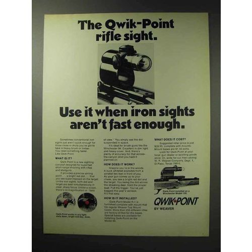 1971 Weaver Qwik-Point Rifle Sight Ad - Fast Enough