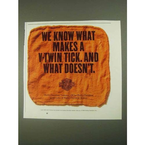 1994 Harley-Davidson Genuine Oil Ad - Makes V-Twin Tick