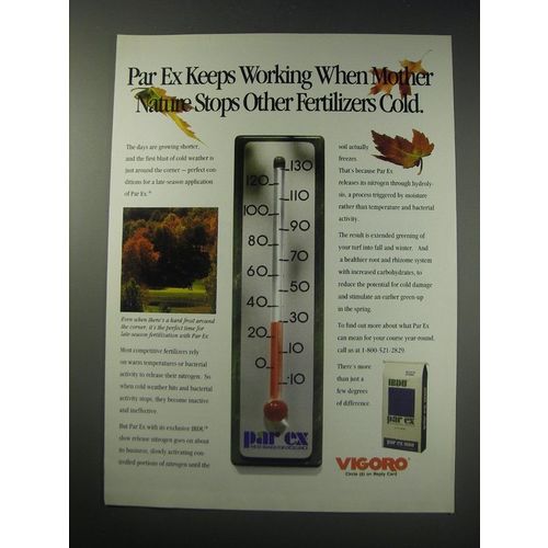 1991 Vigoro Par Ex Fertilizer Ad - keeps working when mother nature stops
