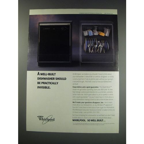1991 Whirlpool Quiet Wash Dishwasher Ad - Should be Invisible