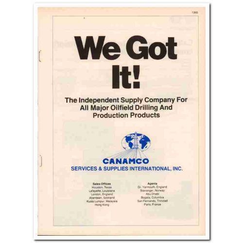 Canamco Services Supplies International Inc 1983 Vintage Catalog Oil