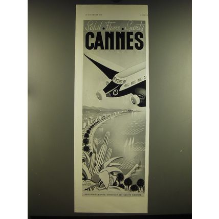 1938 Cannes France Tourism Ad - in French - Soleil Fleurs Sports Cannes