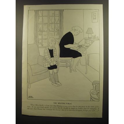 1944 Cartoon by Gluyas Williams - The Writing Public Dear Miss Snell