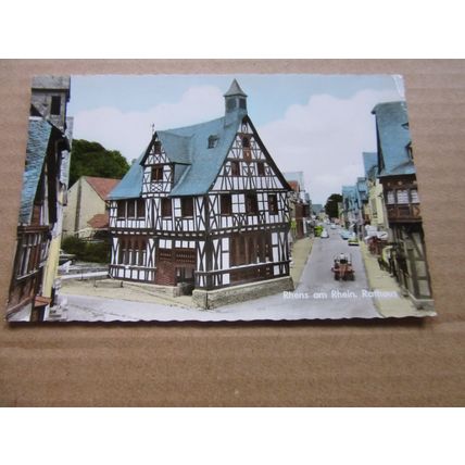 RATHAUS, RHENS AM RHEIN, GERMANY used vintage postcard RP 1971 pm #