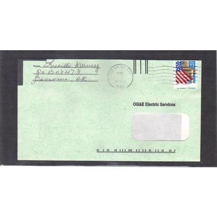 Used 2920 32c U.S. Flag Misperfed On Cover CV42713