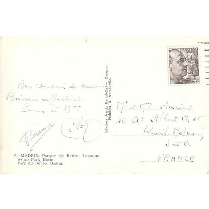 Madrid Parque Retiro Estanque Spain Real Photo Postcard posted VGC