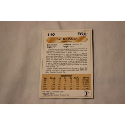 Pat Johnson 1991 Jockey Star NO. 110
