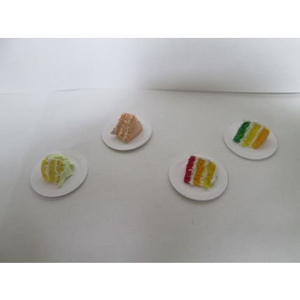 DOLLS HOUSE MINIATURE FOOD 4 SLICES OF CAKE - 12TH SCALE Handmade