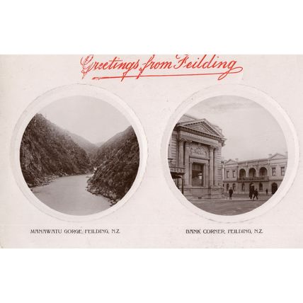 Manamuta Gorge Bank Corner Feilding RPC New Zealand Postcard s
