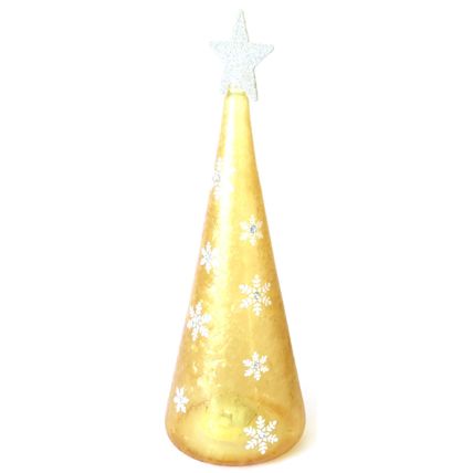 Golden Christmas Tree LED with Star on the Top Glass Decoration 24 CM