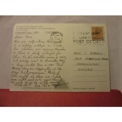 multiview, KIDWELLY, CARMARTHENSHIRE, WALES used postcard colourmaster 1988 pm =