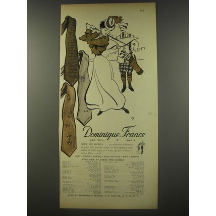1956 Dominique France Ties Ad - Pour Les Sports