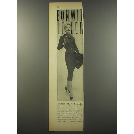1956 Bonwit Teller Towncliffe Suit Advertisement - Blade-slim Black