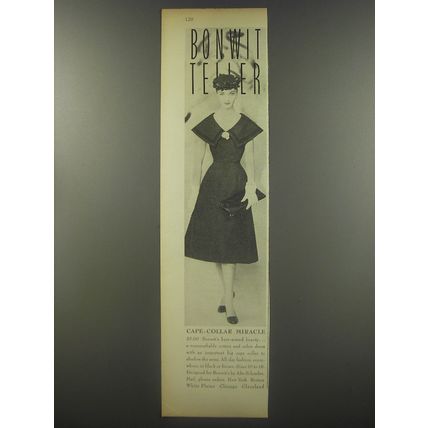 1956 Bonwit Teller Abe Schrader Dress Advertisement - Cape-Collar Miracle