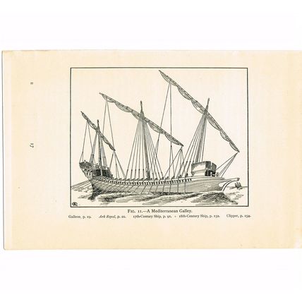 MEDITERRANEAN GALLEY, BOOK ILLUSTRATION, c1919