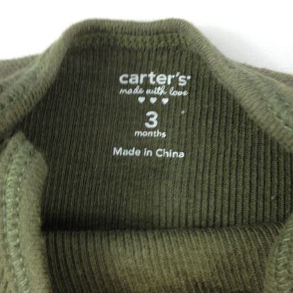 Carter's Boys Infant 3 Lot Long Sleeve Rompers Size 3 Months Green/Brown/Cream