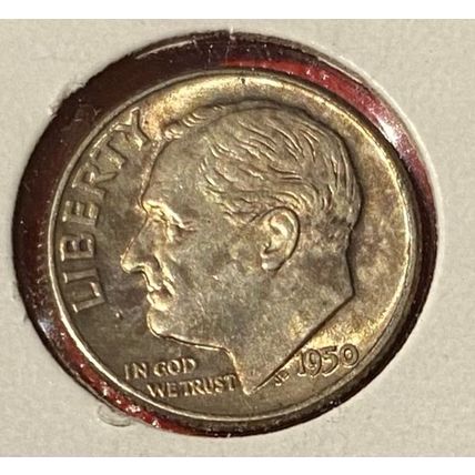 1950 P Roosevelt Dime EF 90% Silver US Coin