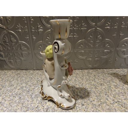 Painted China Double Candlesticks Made in Japan Cymbal player