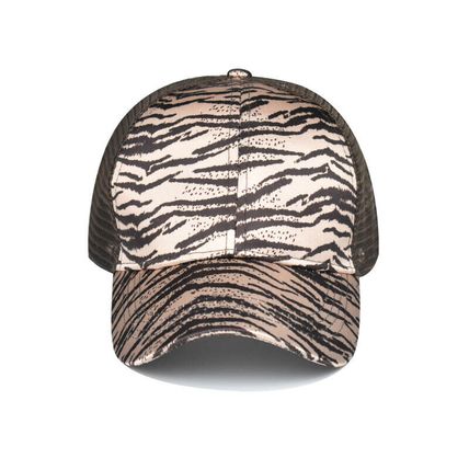 Ladies High Bun Hat Cotton Summer Sun Sport Ponytail Leopard Baseball Cap
