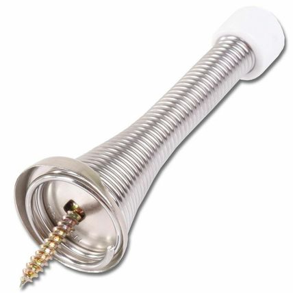 2x WALL MOUNTED SPRING DOOR STOPS 75mm Chrome Interior Wall Projection Stopper