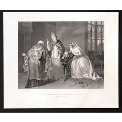 QUEEN ELIZABETH AND THE DUKE OF YORK 1842 William Shakespeare ENGRAVING
