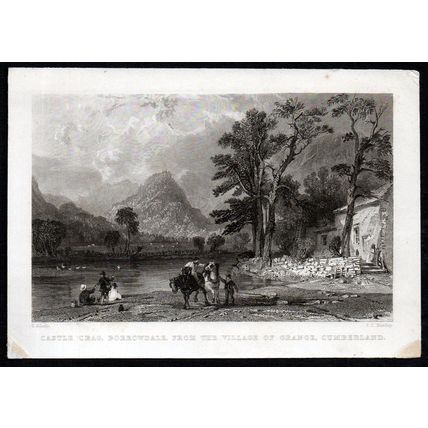CASTLE CRAG, BORROWDALE 1840 Joseph Clayton Bentley - Thomas Allom ENGRAVING