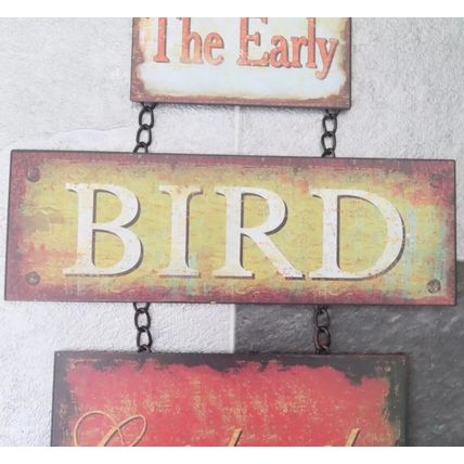 The Early Bird Wall Clock 70 CM Metal Shabby Chic Time Home Decor Gift