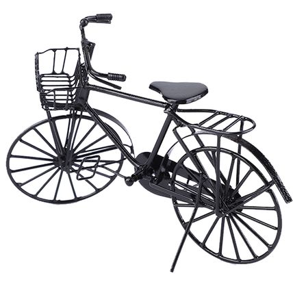 1:12 Miniature Metal Bike – Dollhouse Bicycle Decoration Accessory with Movable