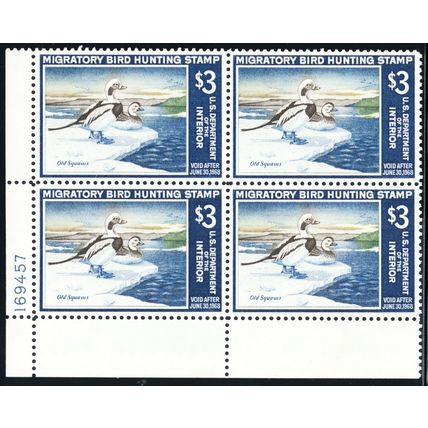 RW34, Mint XF NH - Federal Duck Stamp Plate Block - Stuart Katz