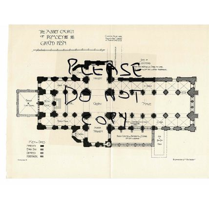 Abbey Church Of Romsey, Hampshire, Ground Plan, Book Illustration (Print) 1926