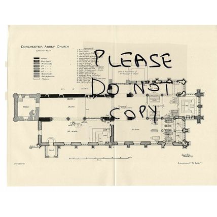 Dorchester Abbey Church, Dorset, Ground Plan, Book Illustration (Print) 1926