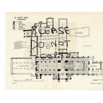 St Mary's Abbey, Sherbourne, Dorset, Ground Plan, Book Illustration (Print) 1926