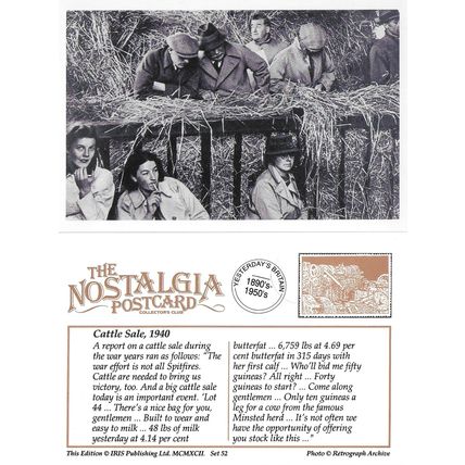 Postcard Cattle Sale 1940 WW2 Nostalgia Farmers Straw