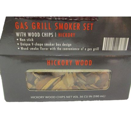Gas Grill Smoker Set with Hickory Wood Chips