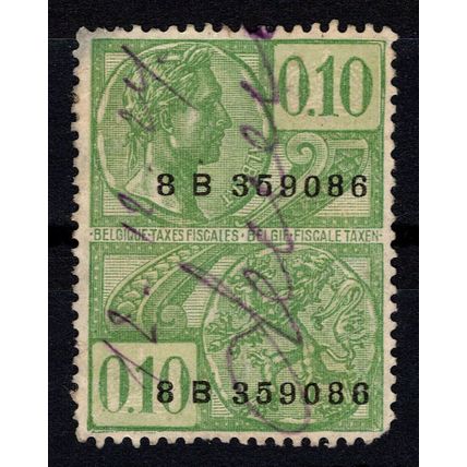 Belgium 19th Century Tax Revenue Stamp with Hand Cancel. Used.