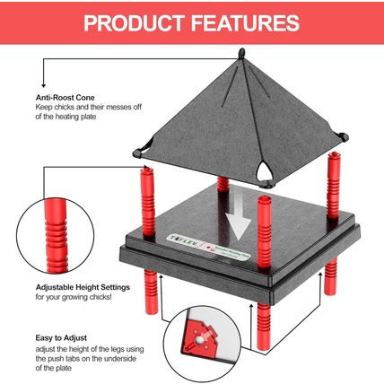10" X 10" Chick Brooder Heating Plate with anti Stand Cone, Brooder Heater for C